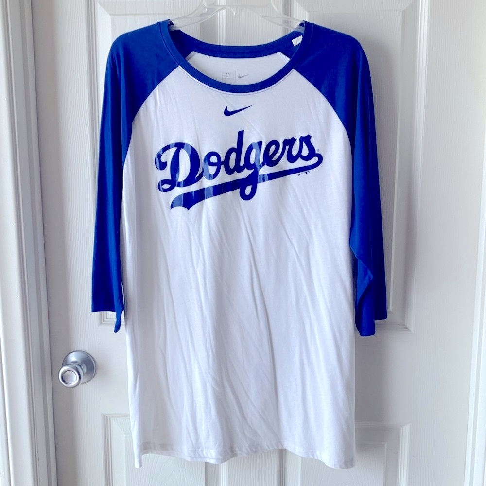 Nike LA Dodgers Blue and White Raglan Shirt Size XL Baseball MLB